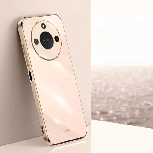 Funda para Teléfono Honor X60 Xinli TPU con Borde Dorado y Revestimiento 6D Recto (Rosa)