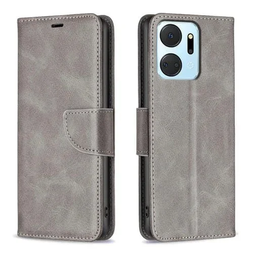 Funda para Teléfono Honor X7A Cuero con Tapa Textura Piel de Cordero (Gris)