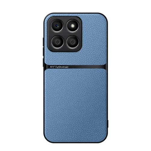 Funda para Teléfono Honor X8B con Tapa Magnética de Cuero de Lichi a Prueba de Golpes (Azul)