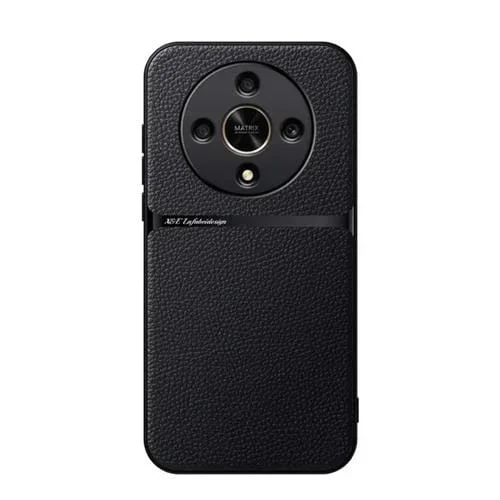 Funda para Teléfono Honor X9B con Tapa Magnética de Cuero de Lichi a Prueba de Golpes (Negro)