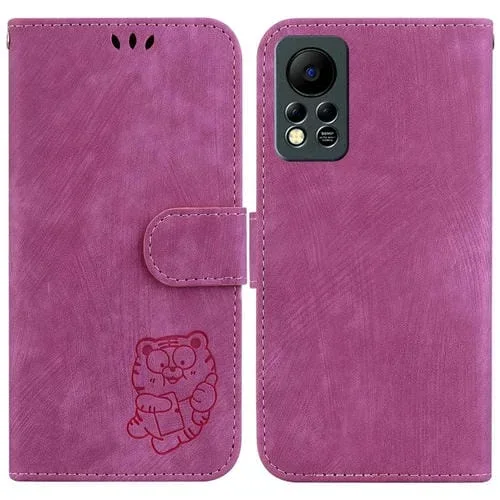 Funda para Teléfono Infinix Hot 11S Nfc X6812B Cuero con Relieve Little Tiger (Rojo Rosa)