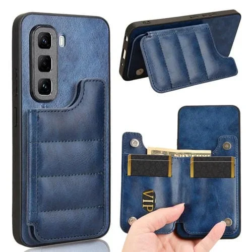 Funda para Teléfono Infinix Hot 50 Pro 4G con Patrón de Vaca y Tarjeta de Costura (Azul)