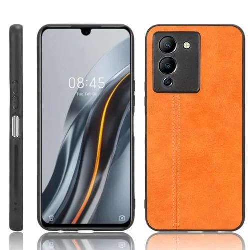 Funda para teléfono Infinix Note 12 G96 Costura patrón de vaca PC + PU + TPU (Naranja)