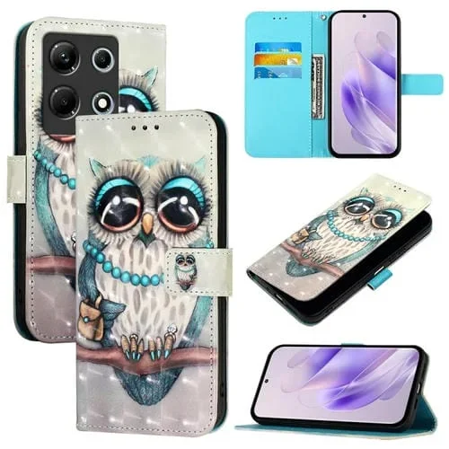 Funda para Teléfono Infinix Note 30 4G Cuero con Tapa Horizontal y Pintura 3D (Búho Gris)