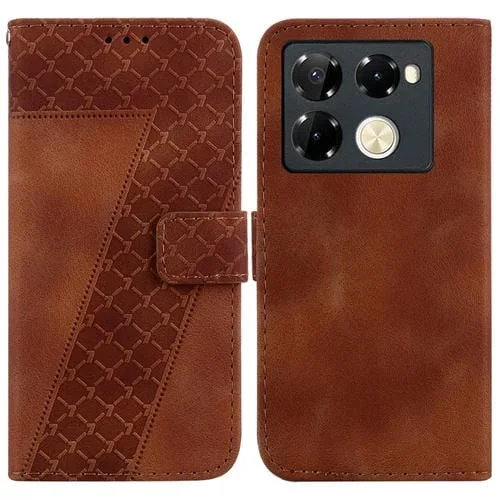 Funda para Teléfono Infinix Note 40 Pro 4G/5G Cuero En Relieve con Siete Formas (Marrón)
