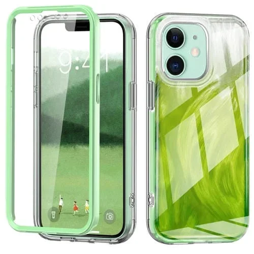 Funda para Teléfono iPhone 11 2 En 1 Imd Gradient Feather PC y TPU (Verde)