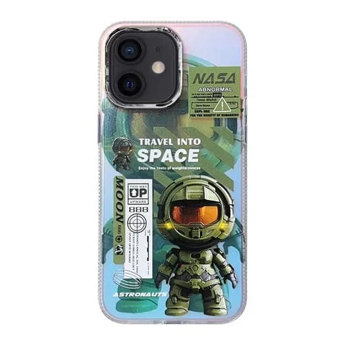 Funda para Teléfono iPhone 11 Astronauta Láser Fluorescente (Verde Militar)
