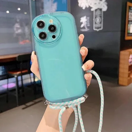 Funda para Teléfono iPhone 11 Candy Colors TPU con Cordón (Azul)