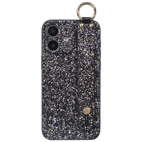 Funda para Teléfono iPhone 11 con Soporte para Pulsera Flash Diamond (Flash Black)