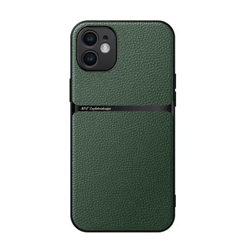 Funda para Teléfono iPhone 11 con Tapa Magnética Piel de Lichi a Prueba de Golpes (Verde)