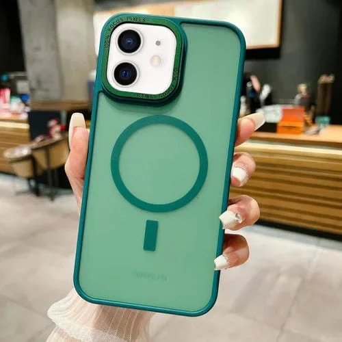 Funda para Teléfono iPhone 11 Magsafe Acrílico Sensación Piel Esmerilada Imitación Metal (Verde)