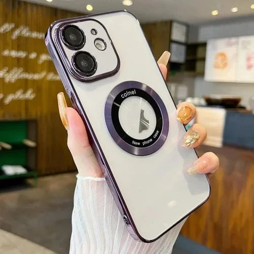 Funda para Teléfono iPhone 11 Magsafe PC Galvanizada Transparente (Púrpura)