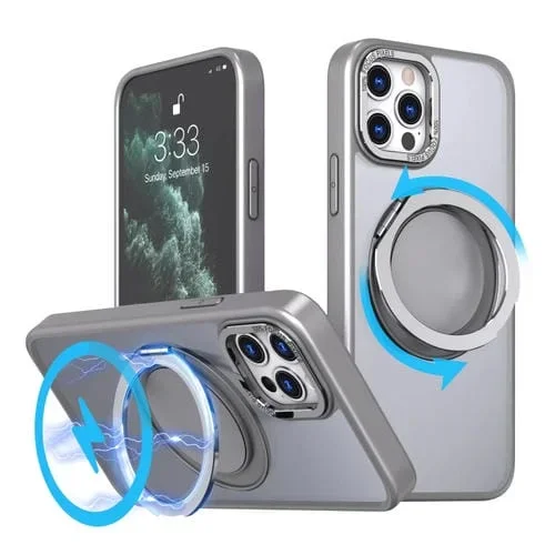 Funda para Teléfono iPhone 11 Pro con Soporte Magnético Magsafe Giratorio 360 (Gris Titanio)