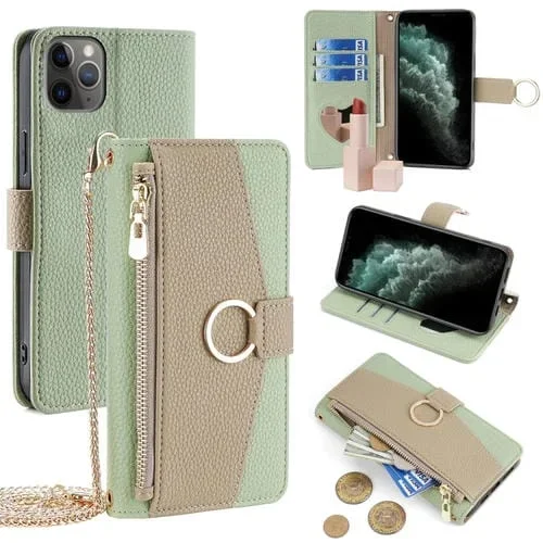 Funda para teléfono iPhone 11 Pro Cuero Textura Litchi Cruzada (Verde)