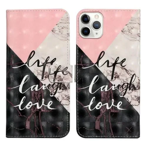 Funda para Teléfono iPhone 11 Pro Max Cuero Dibujo 3D en Relieve al Óleo (Mármol de Costura)