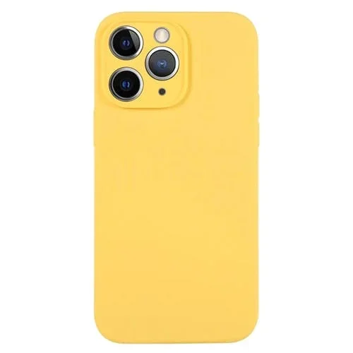 Funda para teléfono iPhone 11 Pro Max de silicona líquida poro fino (Amarillo)