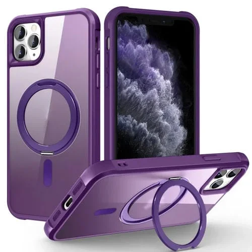 Funda para Teléfono iPhone 11 Pro Max Magsafe con Soporte Giratorio Magnético (Púrpura)