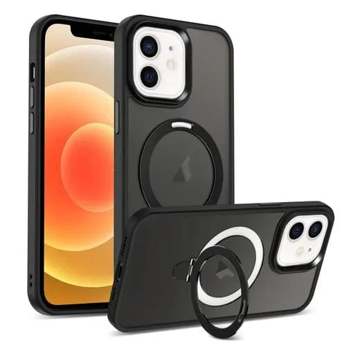 Funda para Teléfono iPhone 12 Magsafe Holder Skin-Feel PC Hybrid TPU (Negro)