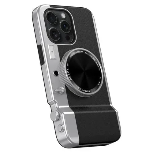 Funda para teléfono iPhone 12 Pro 3D Retro Cámara Bluetooth Magsafe Mirror (Negro)