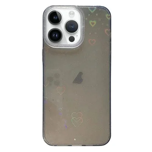 Funda para Teléfono iPhone 12 Pro Acrílica Imd con Marco de Lente Transparente y Patrón de Amor (Negra)