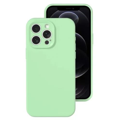 Funda para Teléfono iPhone 12 Pro Cobertura Total Gelatina Silicona Líquida (Verde Menta)