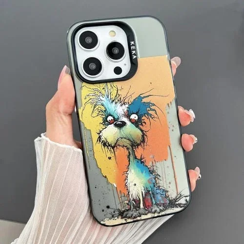 Funda para Teléfono iPhone 12 Pro Imd Animal Graffiti TPU + PC de Doble Cara (Perro Furioso)