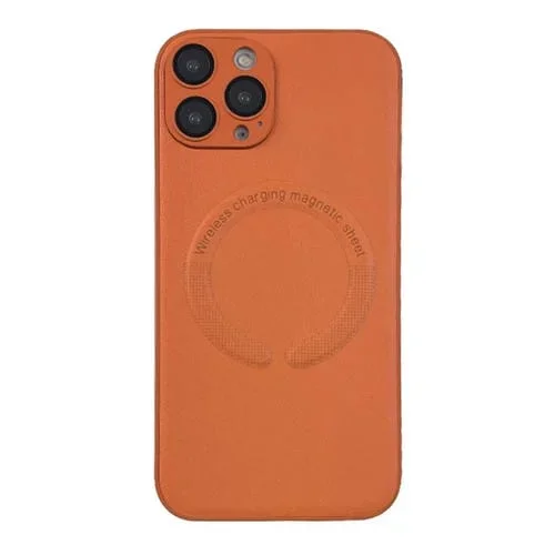 Funda para teléfono iPhone 12 Pro Magsafe de cuero TPU a prueba de golpes (Naranja)