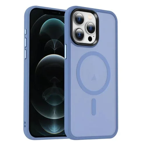Funda para Teléfono iPhone 12 Pro Magsafe Sensación de Piel Magnética Esmerilada (Azul Claro)