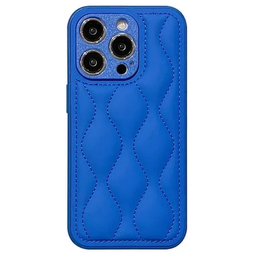 Funda para Teléfono iPhone 12 Pro Max Airbag de Edredón Textura 8 Orificio Fino (Azul)