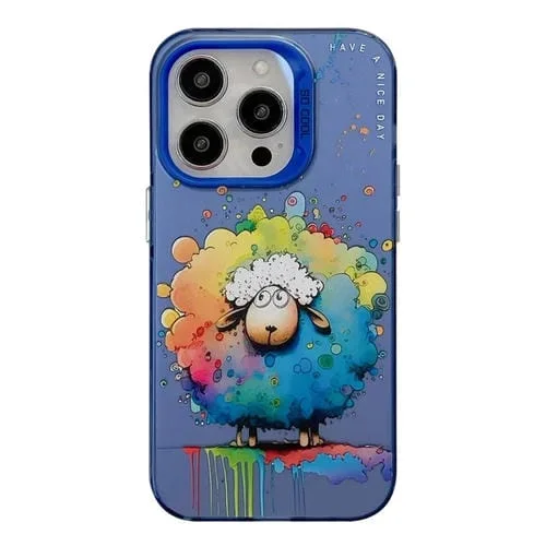 Funda para Teléfono iPhone 12 Pro Max Animal Pattern Oil Painting Series PC + TPU (Oveja)