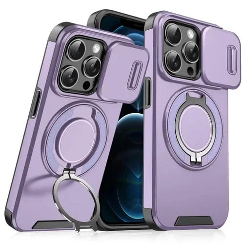 Funda para Teléfono iPhone 12 Pro Max con Soporte para Anillo de Leva Deslizante (Púrpura)