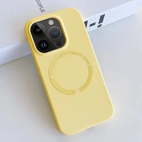 Funda para Teléfono iPhone 12 Pro Max Magsafe Silicona Líquida Magnética (Amarillo)