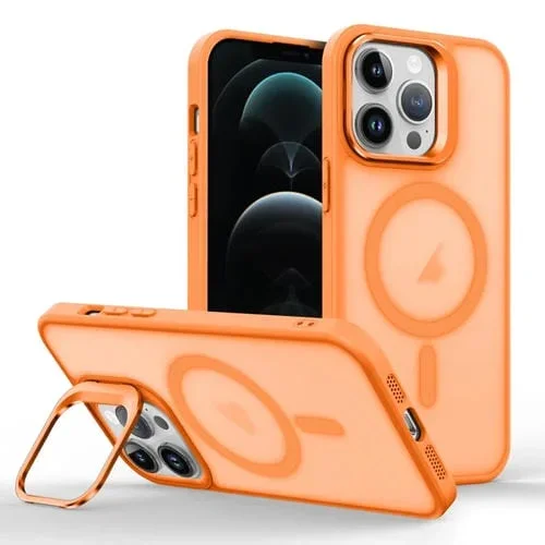 Funda para Teléfono iPhone 12 Pro Max Magsafe Skin Feel Lens Holder (Naranja)