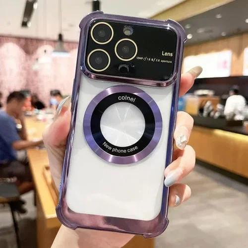Funda para Teléfono iPhone 12 Pro Max Magsafe TPU a Prueba de Golpes con Película para Lentes (Púrpura)