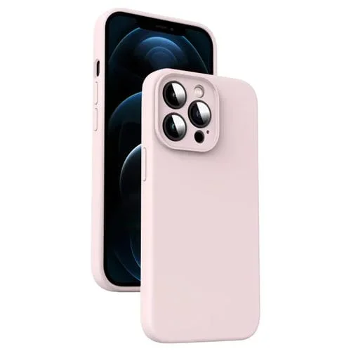 Funda para Teléfono iPhone 12 Pro Max Silicona Líquida Microfibra a Prueba de Golpes (Rosa)