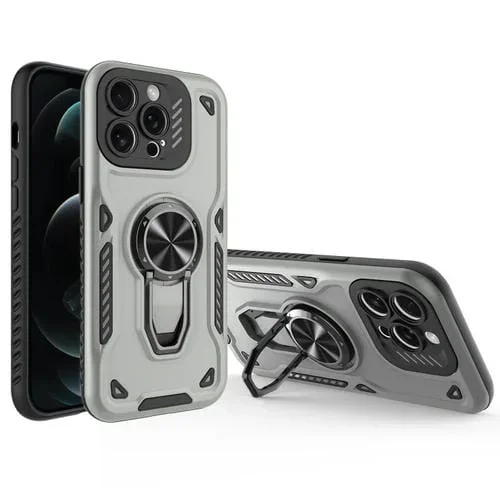 Funda para Teléfono iPhone 12 Pro Max Soporte Giratorio Metal TPU PC (Gris)
