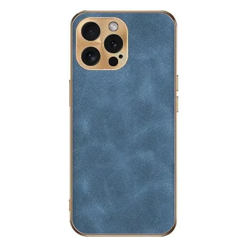 Funda para Teléfono iPhone 12 Pro Piel de Cordero Galvanizada (Azul)