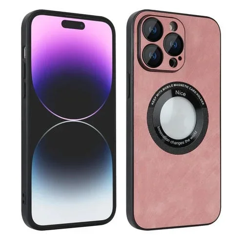 Funda para teléfono iPhone 12 Pro Skin Feel Leather Magsafe Magnética (Rosa)