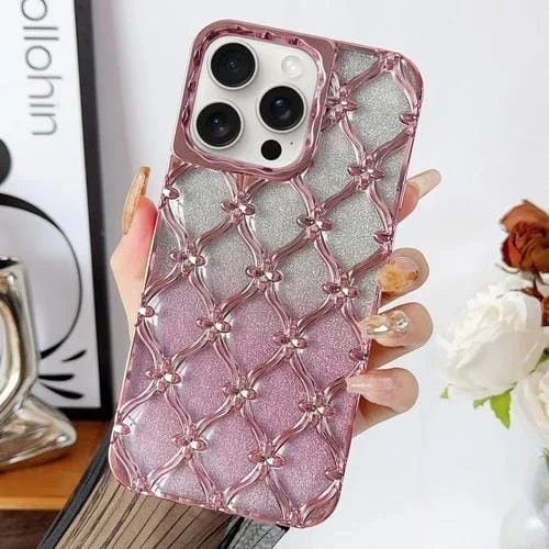 Funda para Teléfono iPhone 12 Pro Star Flower TPU Galvanizada con Papel Brillo Degradado (Rosa)