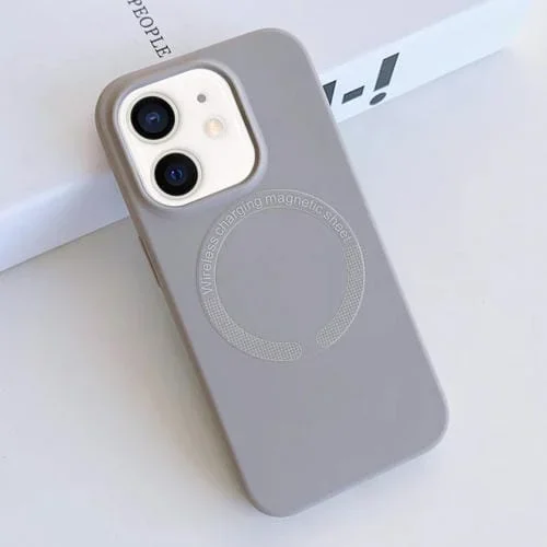 Funda para Teléfono iPhone 12 Silicona Líquida Magnética Magsafe (Gris)