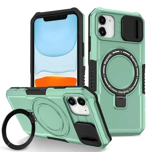 Funda para Teléfono iPhone 12 Sliding Camshield Magsafe Holder TPU Hybrid (Azul Claro)