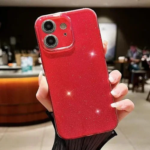 Funda para Teléfono iPhone 12 TPU Jelly Glitter Color Sólido (Rojo)