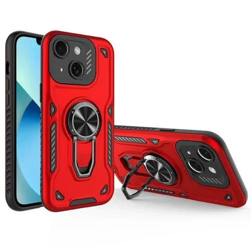 Funda para Teléfono iPhone 13 con Soporte Giratorio de Metal TPU + PC (Rojo)