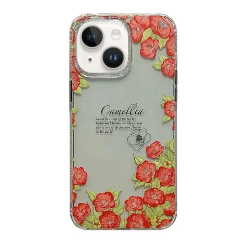 Funda para teléfono iPhone 13 Crystal Ice Cooling TPU a prueba de golpes (Flor Roja)