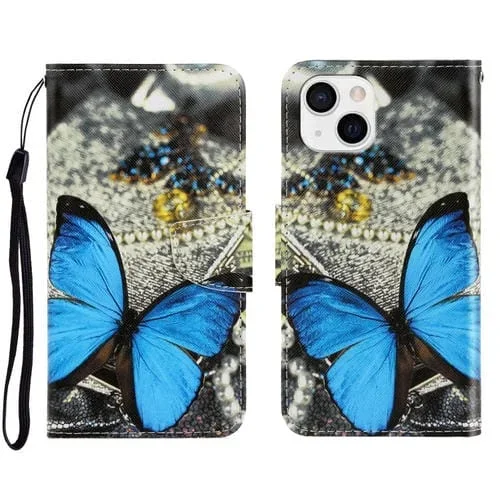 Funda para Teléfono iPhone 13 Mini Dibujo 3D Horizontal Flip Una Mariposa