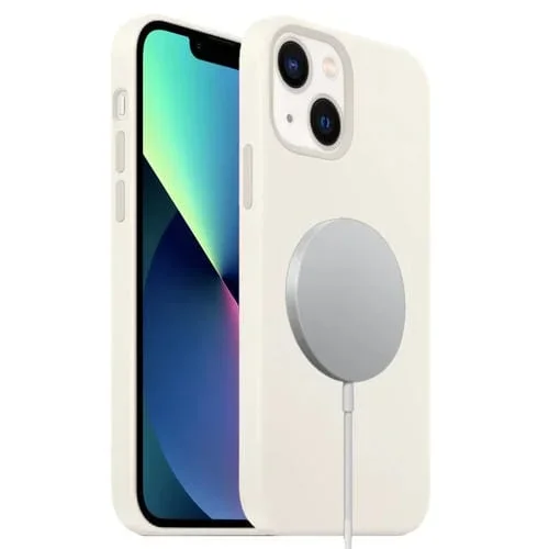 Funda para Teléfono iPhone 13 Mini Silicona Líquida Cobertura Total Magsafe (Blanco)
