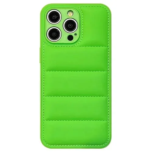Funda para Teléfono iPhone 13 Pro Airbag de Edredón con Orificio Fino (Verde)