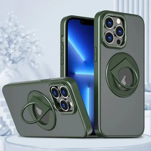 Funda para Teléfono iPhone 13 Pro Anillo Giratorio con Soporte Magnético (Verde)