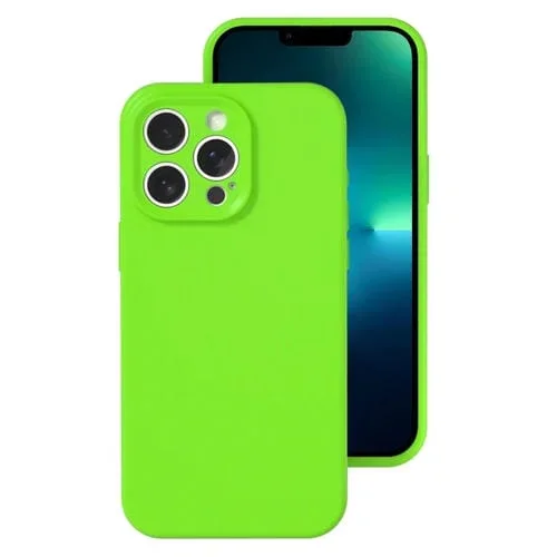 Funda para Teléfono iPhone 13 Pro Max Cobertura Total Gelatina Silicona Líquida (Verde Fluorescente)