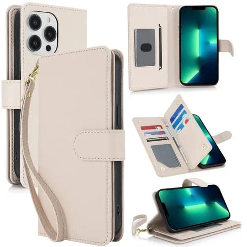 Funda para Teléfono iPhone 13 Pro Max Cuero Rfid Billetera MultiTarjeta (Albaricoque)